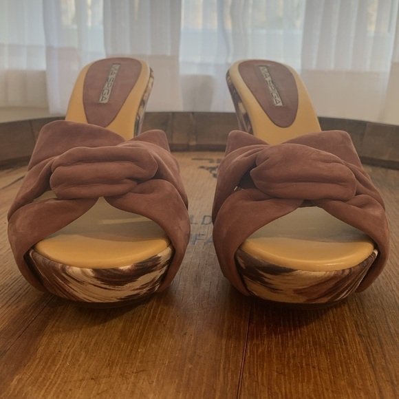 Via Spiga | Brown Suede Slip On Platform Heels 6.5 - Picture 16 of 17